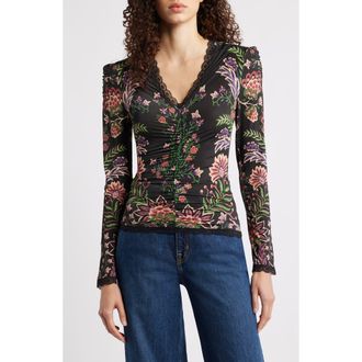 Farm Rio Marvelous Garden Knit Top in Black at Nordstrom Rack, Size Xx-Small