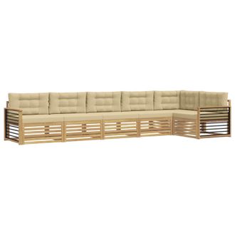 vidaXL Conjunto De Sof&aacute;s De Exterior Con Coj&iacute;n 6 Pcs Y Beige Poli&eacute;ster Vidaxl