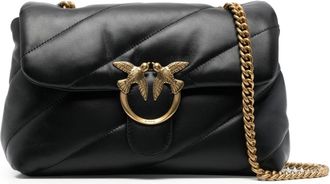 Pinko Love Puff Diagonal Quilted Leather Satchel
