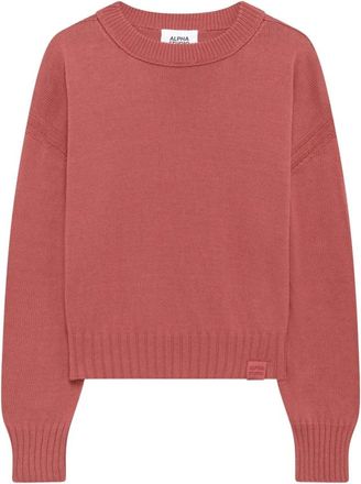 Alpha Studio Rondgebreide katoenen trui met zijsplitten - Dames - Ronde hals truien - Roze - M - Katoen - Truien & Vesten