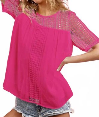Bibi Krista Short Sleeve Top In Fuchsia