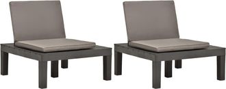 vidaXL Vidaxl - Tumbonas Jard&iacute;n Con Cojines 2 Unidades Pl&aacute;stico Gris Antracita