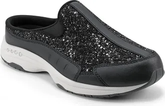 Easy Spirit Traveltime Glitter Slip-On Sneaker in Black at Nordstrom, Size 8.5