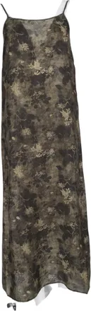 Uma Wang Green Sleeveless V-Back Floral Viscose-Blend Midi Dress