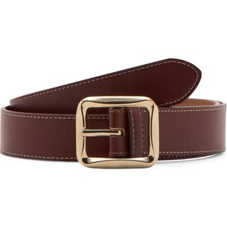 Mango Square Buckle Belt in Brown at Nordstrom, Size Medium
