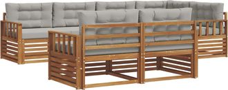 vidaXL Conjunto De Sof&aacute;s De Exterior 7 Uds. Gris Natural Y Claro Vidaxl