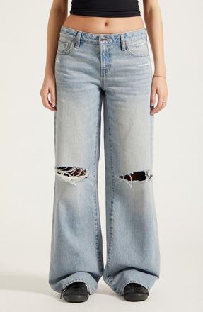 PacSun Casey Baggy Straight Leg Jeans in Light Indigo at Nordstrom, Size 26