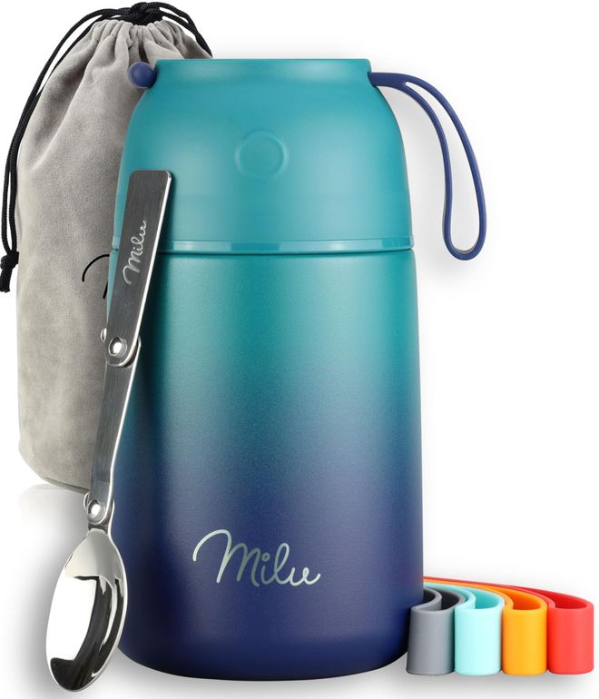 Milu Thermobehälter für Essen 450ml, Edelstahl Warmhaltebehälter mit Löffel, Thermobecher Essen, Thermo Lunchbox für Kinder, Erwachsene, Thermobox Suppen, ab 26,95 €