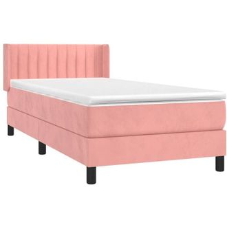 vidaXL Cama Box Spring Con Colch&oacute;n Terciopelo Rosa 80x200 Cm Vidaxl
