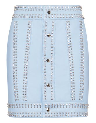 Philipp Plein Leather Skirt Short Crystal