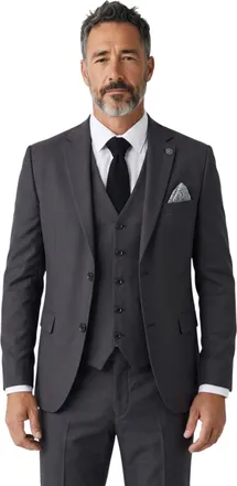TruClothing Mens Charcoal Grey Check 3 Piece Tailored Fit Suit - IM53