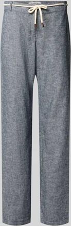 Christian Berg Hose aus Leinen-Baumwoll-Mix mit Bindeg&uuml;rtel in Dunkelblau Melange, Gr&ouml;&szlig;e 34