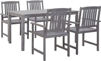 vidaXL 5 Piece Outdoor Dining Set Gray Solid Acacia Wood, 45940