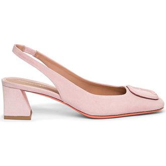 Santoni Womens Suede Mid-Heel Slingback in Pink at Nordstrom, Size 9.5