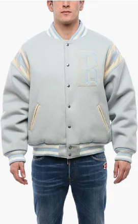 Rhude Wool Bomber with Leather and Snap Buttons size Xl