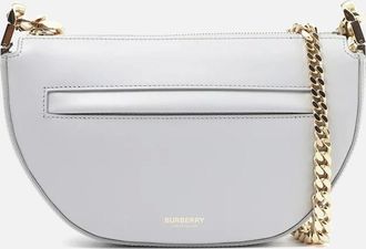 Burberry Womens Mini Leather Zip Olympia Bag - White - Size: UNI
