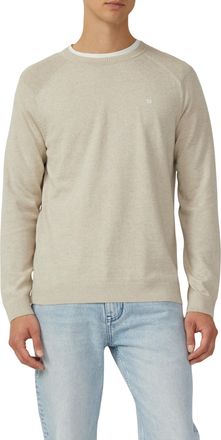 s.Oliver Rundhalspullover S.OLIVER, Herren, Gr. XL, beige, Strick, Obermaterial: 100% Baumwolle, unifarben, regular fit taillenbedeckt, Rundhals, Rippb&uuml;ndchen,