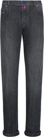 Kiton Slim-fit donkergrijze broek - Heren - Slim Fit Jeans - Grijs - W32 - Katoen - Jeans