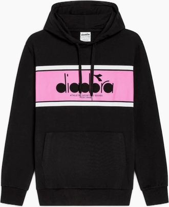 Diadora Mens Diadora Wild Pink Logo Hoodie - Black - Size: 38