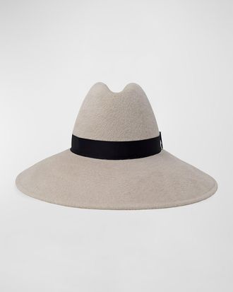 Gigi Burris Millinery Requiem Handmade Rabbit Felt Wide-Brim Fedora Hat