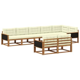 vidaXL Conjunto De Sof&aacute;s De Exterior 8 Pcs Natural Y Crema Vidaxl