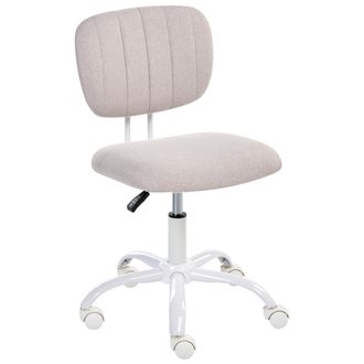 Beliani Silla Giratoria De Escritorio Elegante Tapizado De Tela Estructura De Hierro Oficina En Casa Habitaci&oacute;n Infantil Altura Ajustable Sin Reposabrazos Bei