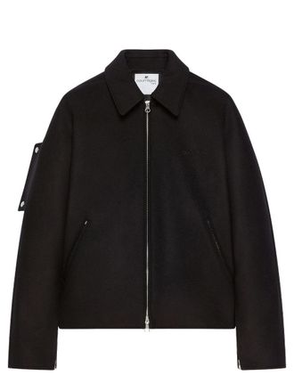 Courr&egrave;ges Cropped Padded Wool Silk Jacket