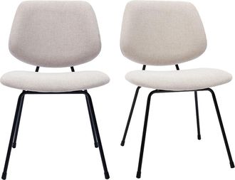 Miliboo Miliboo - Set De 2 Sillas De Dise&ntilde;o De Tejido Efecto Aterciopelado Beige Y Metal Negro Barnet