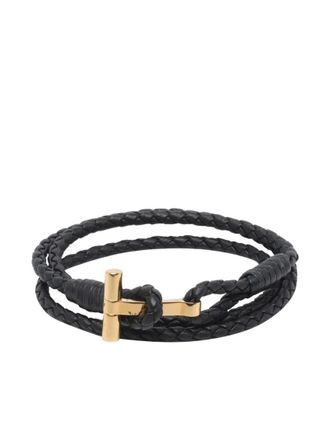 Tom Ford Black Braided Logo Bracelet