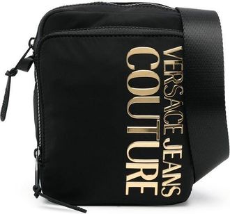 Versace Jeans Couture logo-plaque detail messenger bag - men - Polyester/Polyester - One Size - Black