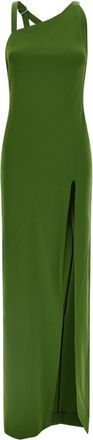 The Attico Green Side Slit Strap Dress