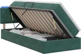 vidaXL Cama De Almacenamiento Led Con Colch&oacute;n Verde Oscuro 90 X 190 Cm Vidaxl