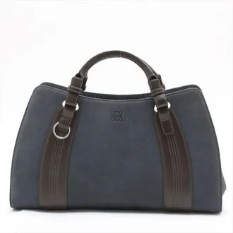 Loewe Blue Brown Leather Handbag Tote Bag (Pre-Owned)