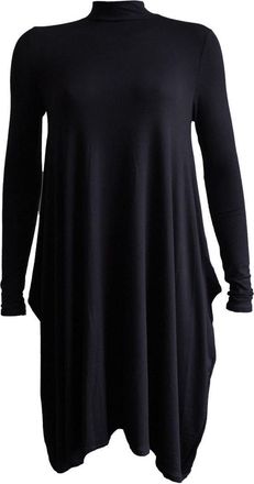 ZEE FASHION Women Polo Neck High Turtle Neck Ladies Long Sleeve Flared Swing Skater Dress UK 8-26 Black