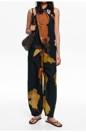 Bimba & Lola Baggy Linen-Blend Trousers in Blot Xl Black at Nordstrom, Size 38 Eu