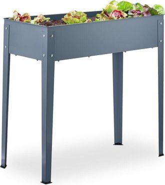 Relaxdays Relaxdays - Aiuola Rialzata, 80 x 86 x 40,5 cm, Orto per Balcone, Giardino e Terrazza, per Piantare Verdure e Erbe, Grigio