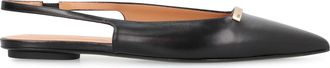Tod's Womens Pointy-Toe Slingback Ballet Flats Black Calf Ballerina Shoes