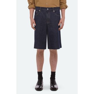 Helmut Lang Oversize Raw Hem Denim Shorts in Rinsed Indigo at Nordstrom, Size 29