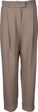 Brunello Cucinelli Beige Silk Blend Tailored Trousers, Brand Size 44 (US Size 10)