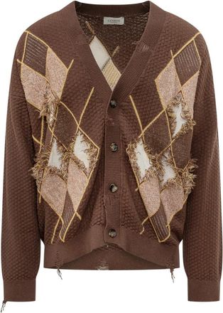 Laneus Brown V Neck Cardigans