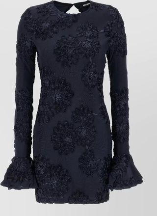 Rotate 3d floral mesh long-sleeve mini dress