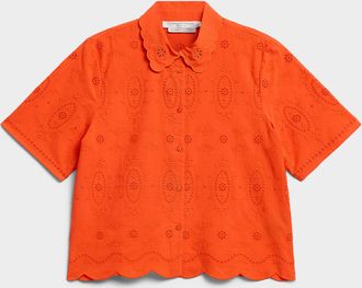 Contemporaine Womens Scalloped collar broderie anglaise shirt