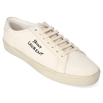 Saint Laurent Womens Court Classic Sneakers White Calf Leather - Size 37.5 EU/IT
