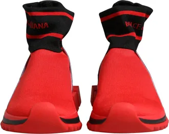 Dolce & Gabbana Red Black Sorrento Socks Sneakers Womens Shoes