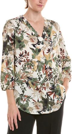 Jones New York Pleated Front 3/4-Sleeve Blouse