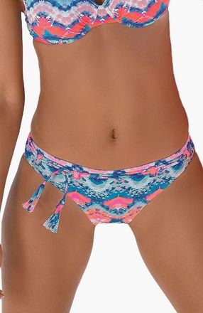 Lascana Watercolor Print Bikini Bottom in Blue & Orange at Nordstrom, Size 6