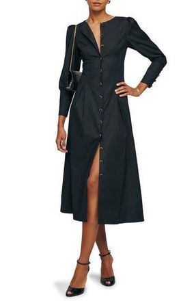 Reformation Halia Long Sleeve Button-Up Dress in Black at Nordstrom Rack, Size 10
