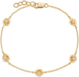 Made by Mary Cubic Zirconia Birthstone Flower Station Bracelet in Gold September at Nordstrom, Size 6