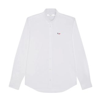 Maison Kitsun&eacute; Casual Shirts, male, White, Size: XL Tricolor Fox Patch Classic Shirt