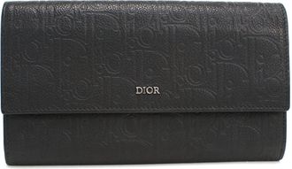 Dior Black Leather Long Wallet (Bi-Fold) (Pre-Owned)